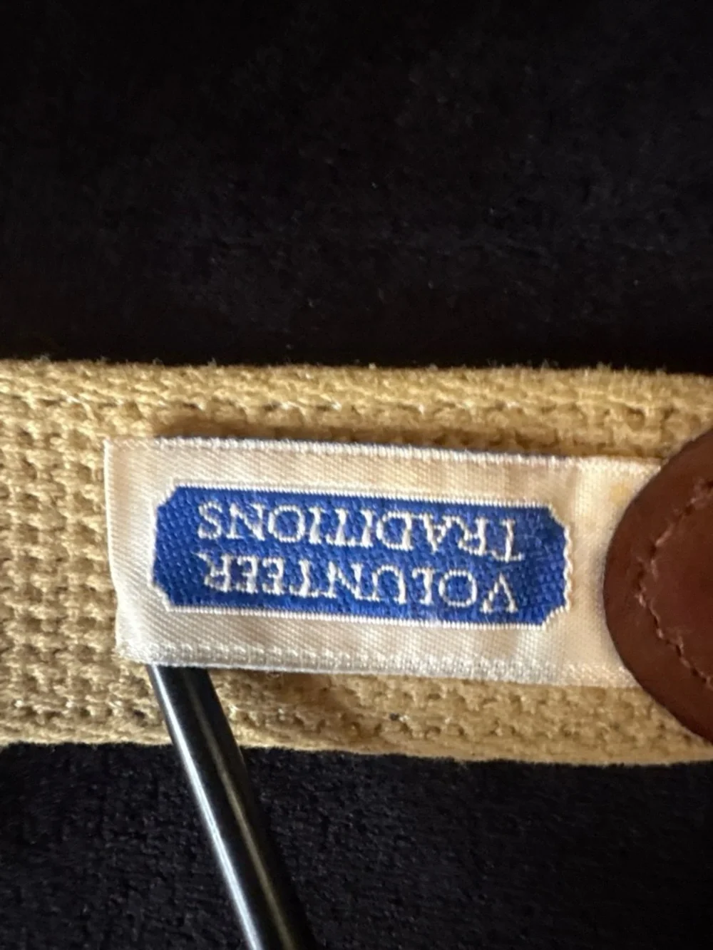 Volunteer Traditions TN Flag Webbing Belt Size 32 Tan Blue Leather Preppy VGUC